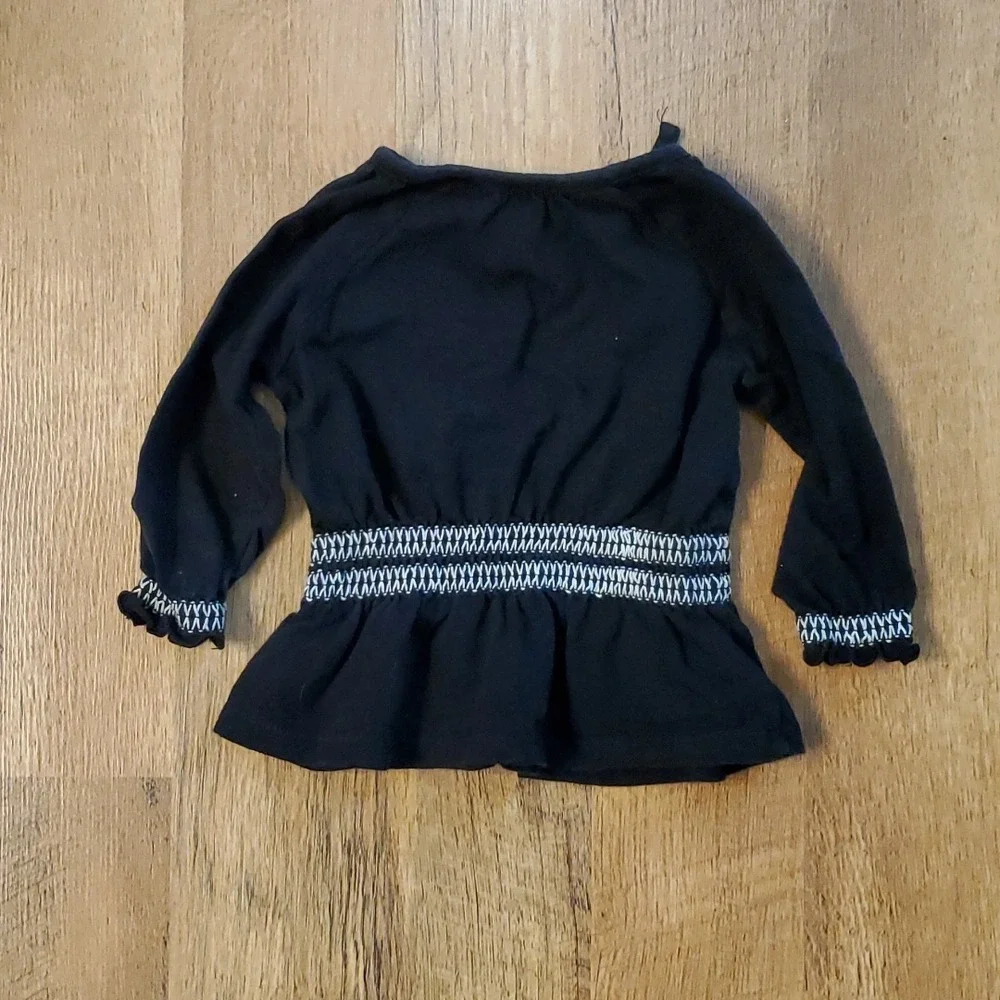 Koala Kids Girls Black Embroidered Boho Long Sleeve Shirt Size‎ 6-9M